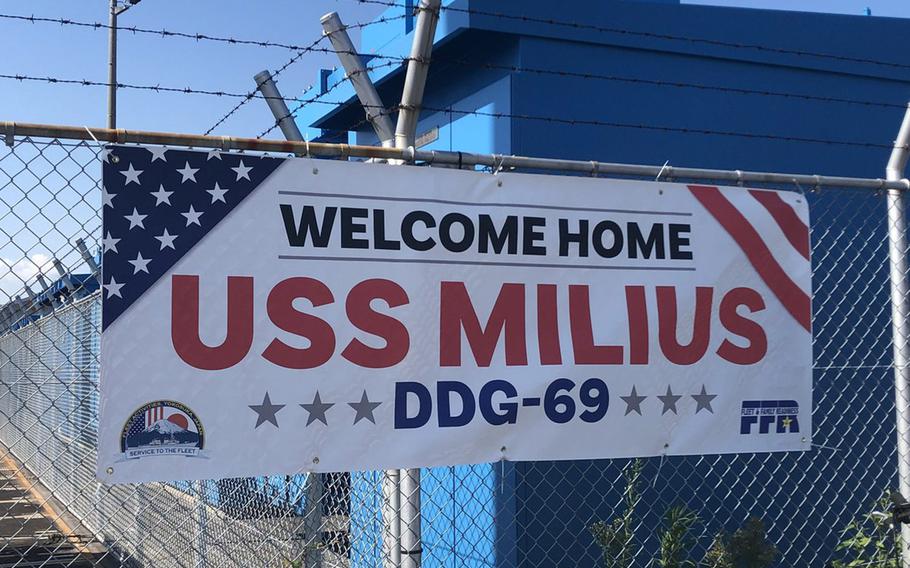 'Welcome Home, Daddy': USS Milius Sailors Join 7th Fleet At Yokosuka ...